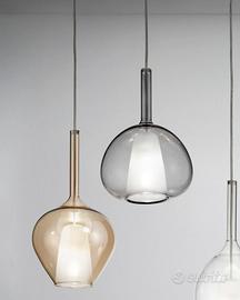 Lampadario 5 ampolle in doppio vetro