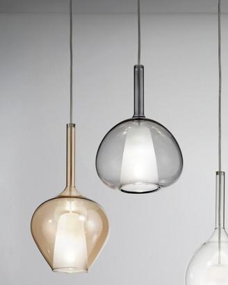 Lampadario 5 ampolle in doppio vetro