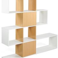Libreria Moderna Zig Zag 145x145 Rovere/Bianco