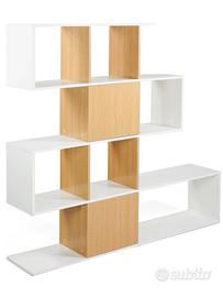 Libreria Moderna Zig Zag 145x145 Rovere/Bianco