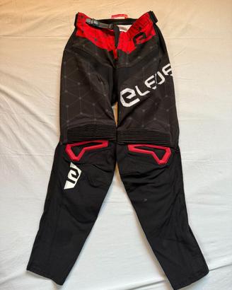 Pantaloni cross Eleveit taglia 28 nero rosso motoc