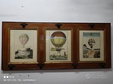 Appendiabiti da parete vintage in legno con stampe