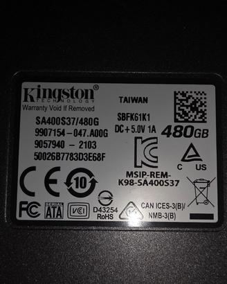kingston a400 ssd da 480gb