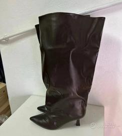 Stivali donna marrone gamba larga tg 38 nuovo