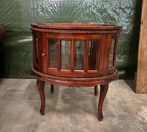 Tavolino ovale in mogano con vetrina