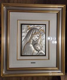 Quadro Madonna con Bambino in Argento 925 – Mida A