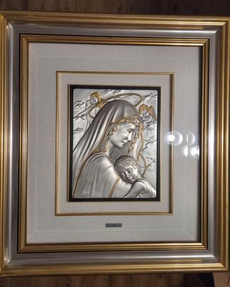 Quadro Madonna con Bambino in Argento 925 – Mida A