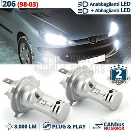 Lampadine LED H4 per fari Peugeot 206 Luce Bianca