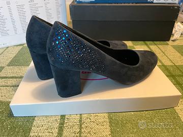 Scarpe Donna Velluto Blu 38 Tacco 6