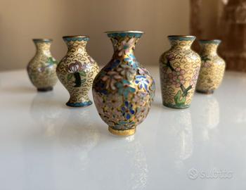 Set 5 Vasetti Miniatura Cloisonné Cinesi – Smalto