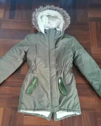 Parka color verde scuro imbottito  8-10 anni
