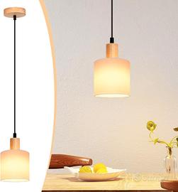 Lampada Sospensione legno vintage E14