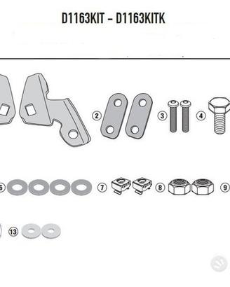 ATTACCHI GIVI D1163KIT PER PARABREZZA 1163DT 1129D