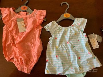 BODY BAMBINA PRIMARK BABY 0-1 MESE e 3-6 MESI NUOV