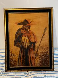 Quadro  pirografia su legno