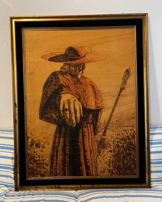 Quadro  pirografia su legno