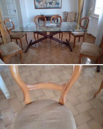 Tavolo e sedie in legno
