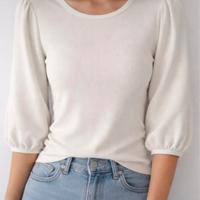 Maglia basic bianca in tessuto a micro costine