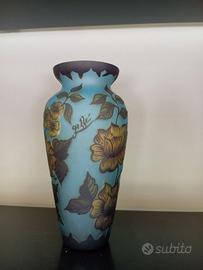 Vaso Gallé style in vetro acidato