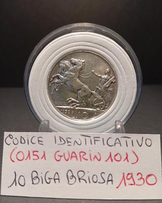 10 Lire Biga Briosa del 1930 in (Bella Forma ) in