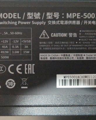 alimentatore 500w 80 plus
