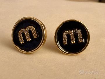 Orecchini oro e smalto nero con Swarovski