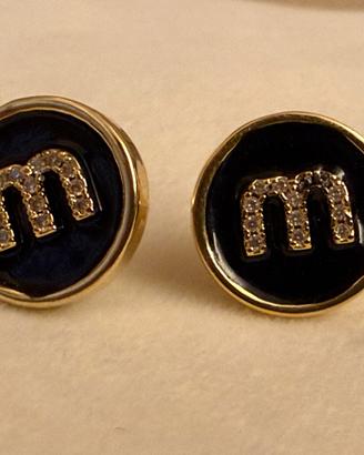 Orecchini oro e smalto nero con Swarovski