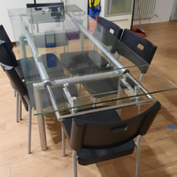 Tavolo vetro e acciaio + 6 sedie