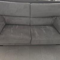 Divano tessuto nabuk effetto pelle 3 posti grigio