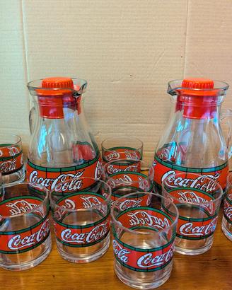 Doppio set caraffa e bicchieri Coca Cola da 6