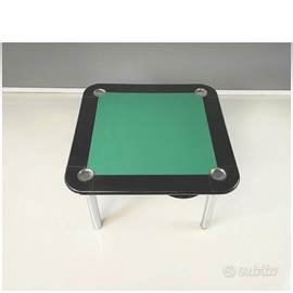 Tavolo da gioco acciaio e pelle nera