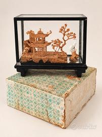diorama cinese vintage anni 80 con teca realizza 