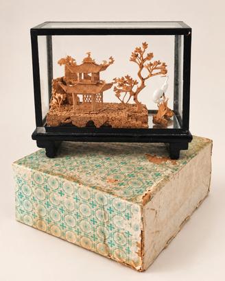 diorama cinese vintage anni 80 con teca realizza 