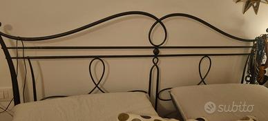 Letto contenitore matrimoniale in ferro battuto
