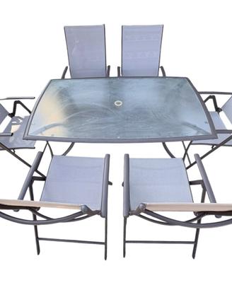 Set da giardino tavolo e 6 sedie pieghevoli