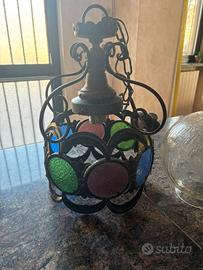 Lampadario in ferro battuto artistico