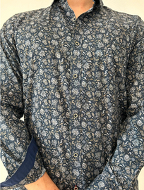 Camicia Floreale Uomo Taglia M - Blu