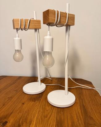 Coppia lampade da tavolo design in metallo e legno