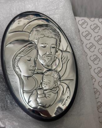 QUADRETTO OVALE “SACRA FAMIGLIA” in Argento