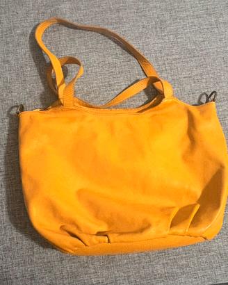 Borsa vintage color senape in vera pelle