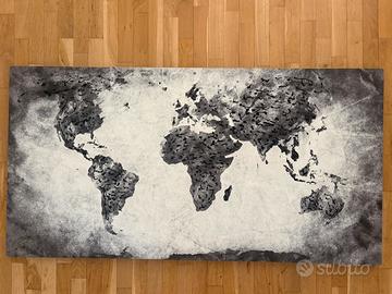 Tela quadro con mappamondo grigio e nero