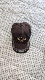 Berretto marrone ricamato con aquila e stelle, US