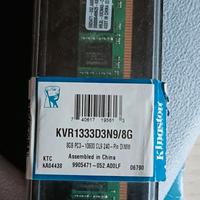 banco RAM dd3 kvr1333d3n9 da 8gb