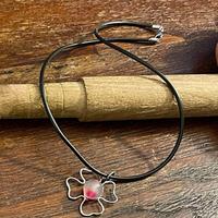 Collana Acciaio Inox Fiore e Perla rosa 