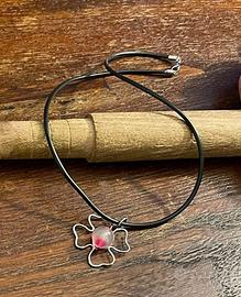 Collana Acciaio Inox Fiore e Perla rosa 