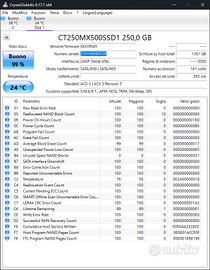 Crucial MX500 250GB SSD - Salute 99%