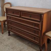 Comò classico in legno con cassetti gambe tornite