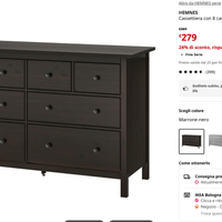HEMNES Cassettiera con 8 cassetti, marrone-nero
