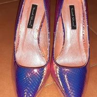 Décolleté tacco a spillo glietterate rosa e viola