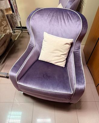Poltrona Fagiolino  in Velluto Lilla